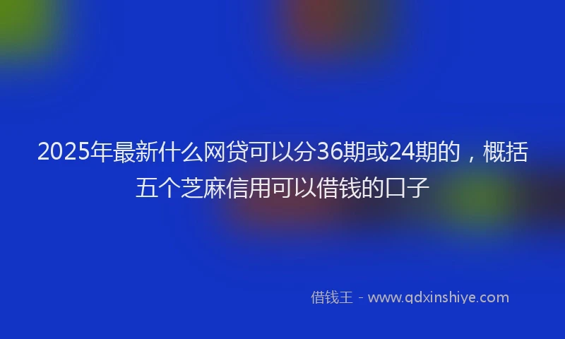 2025年最新什么网贷可以分36期或24期的，概括五个芝麻信用可以借钱的口子