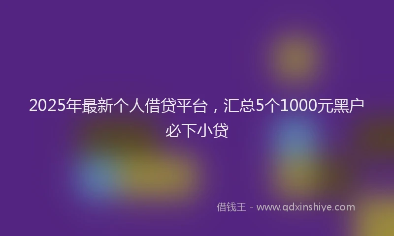 2025年最新个人借贷平台，汇总5个1000元黑户必下小贷