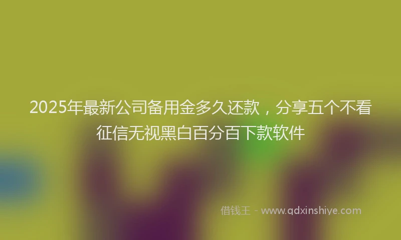 2025年最新公司备用金多久还款，分享五个不看征信无视黑白百分百下款软件