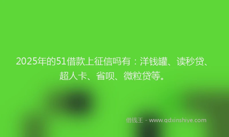 2025年的51借款上征信吗有：洋钱罐、读秒贷、超人卡、省呗、微粒贷等。