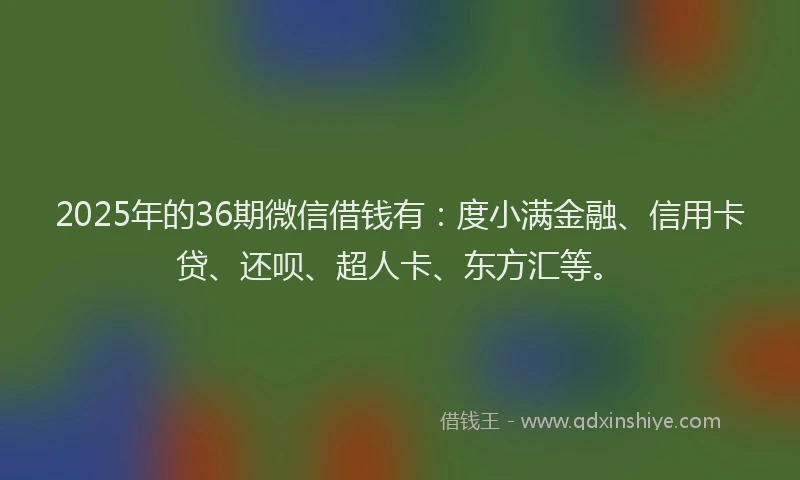 2025年的36期微信借钱有：度小满金融、信用卡贷、还呗、超人卡、东方汇等。