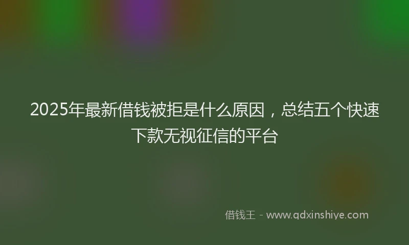 2025年最新借钱被拒是什么原因，总结五个快速下款无视征信的平台