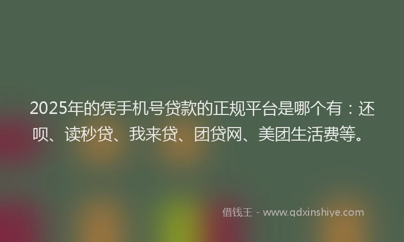 2025年的凭手机号贷款的正规平台是哪个有：还呗、读秒贷、我来贷、团贷网、美团生活费等。