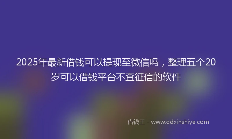 2025年最新借钱可以提现至微信吗，整理五个20岁可以借钱平台不查征信的软件