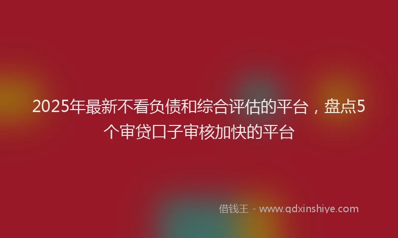 2025年最新不看负债和综合评估的平台，盘点5个审贷口子审核加快的平台