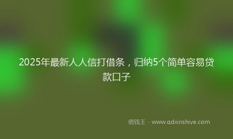 2025年最新人人信打借条，归纳5个简单容易贷款口子