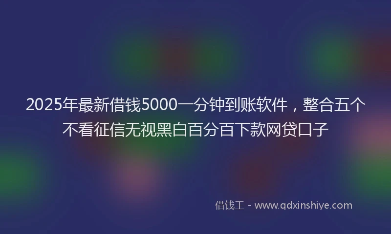 2025年最新借钱5000一分钟到账软件，整合五个不看征信无视黑白百分百下款网贷口子