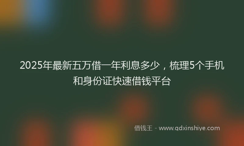 2025年最新五万借一年利息多少，梳理5个手机和身份证快速借钱平台