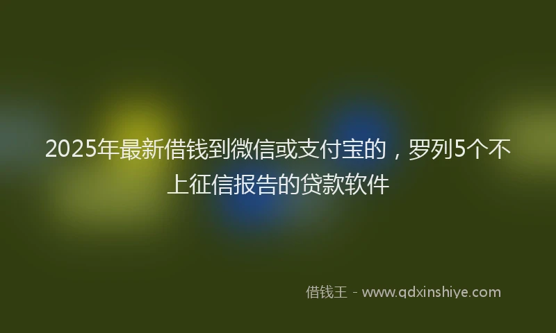 2025年最新借钱到微信或支付宝的，罗列5个不上征信报告的贷款软件