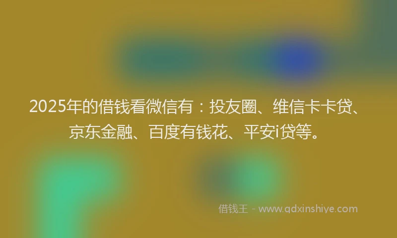 2025年的借钱看微信有：投友圈、维信卡卡贷、京东金融、百度有钱花、平安i贷等。