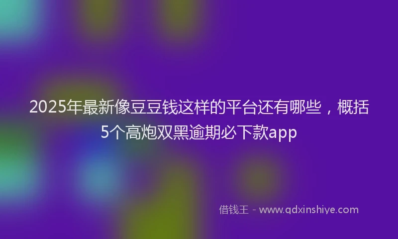2025年最新像豆豆钱这样的平台还有哪些，概括5个高炮双黑逾期必下款app