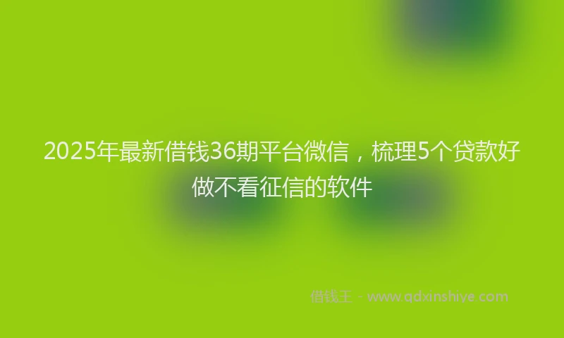 2025年最新借钱36期平台微信，梳理5个贷款好做不看征信的软件