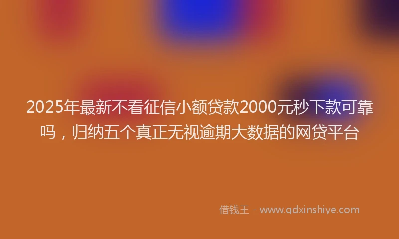 2025年最新不看征信小额贷款2000元秒下款可靠吗，归纳五个真正无视逾期大数据的网贷平台