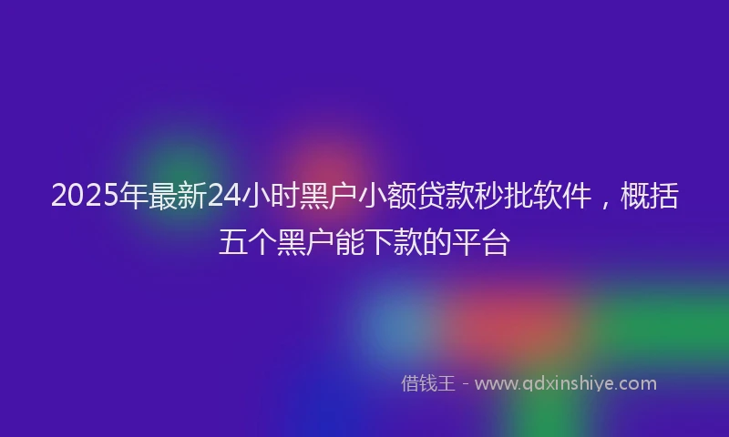 2025年最新24小时黑户小额贷款秒批软件，概括五个黑户能下款的平台