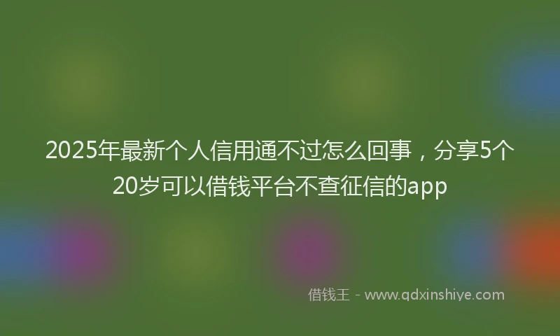 2025年最新个人信用通不过怎么回事，分享5个20岁可以借钱平台不查征信的app