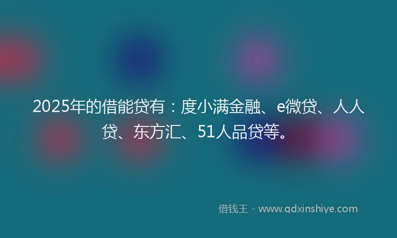 2025年的借能贷有：度小满金融、e微贷、人人贷、东方汇、51人品贷等。