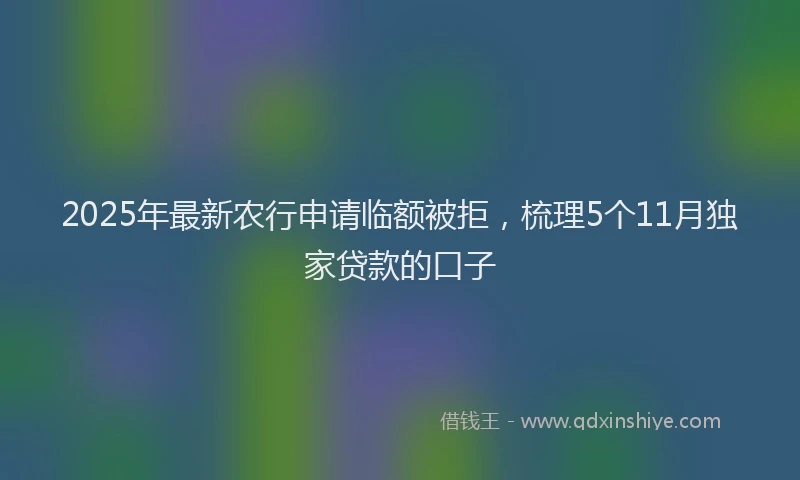 2025年最新农行申请临额被拒，梳理5个11月独家贷款的口子