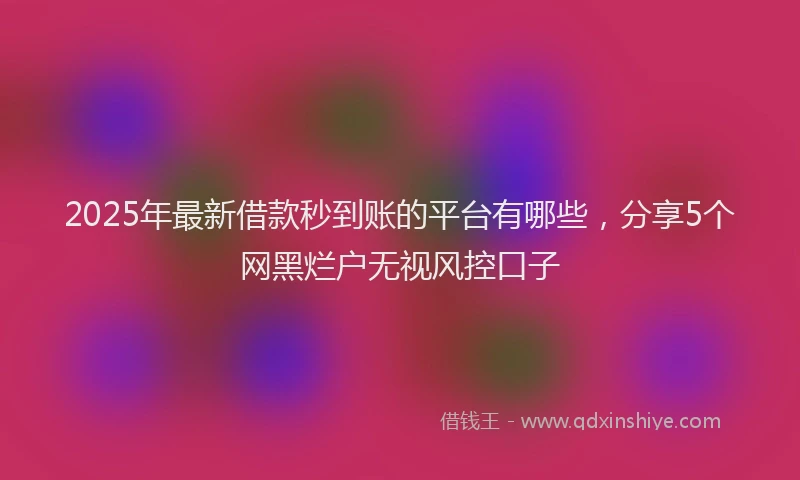 2025年最新借款秒到账的平台有哪些，分享5个网黑烂户无视风控口子