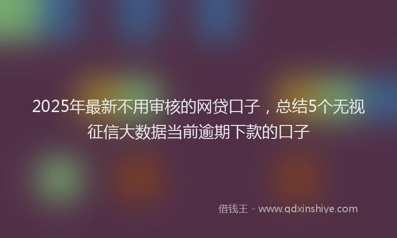 2025年最新不用审核的网贷口子，总结5个无视征信大数据当前逾期下款的口子