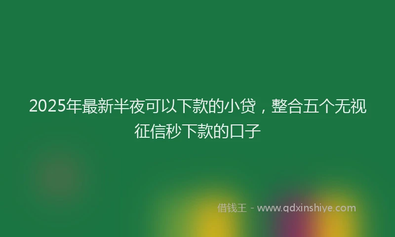 2025年最新半夜可以下款的小贷，整合五个无视征信秒下款的口子