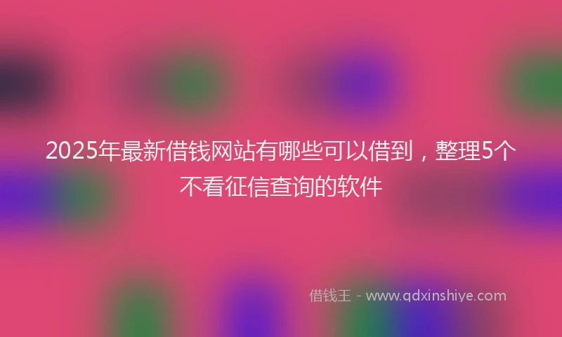 2025年最新借钱网站有哪些可以借到，整理5个不看征信查询的软件