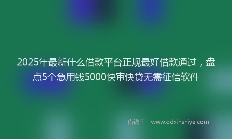 2025年最新什么借款平台正规最好借款通过，盘点5个急用钱5000快审快贷无需征信软件