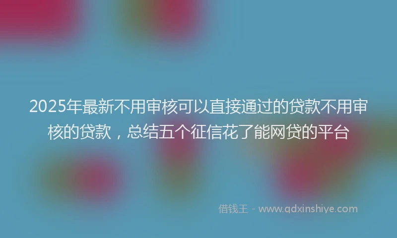 2025年最新不用审核可以直接通过的贷款不用审核的贷款，总结五个征信花了能网贷的平台