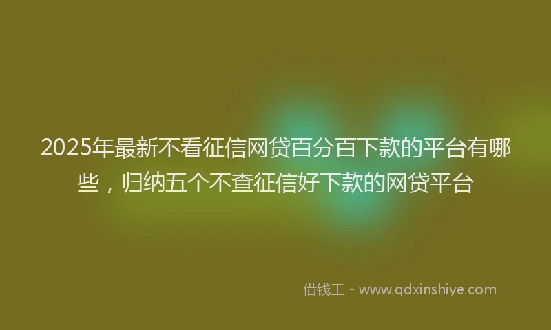 2025年最新不看征信网贷百分百下款的平台有哪些，归纳五个不查征信好下款的网贷平台