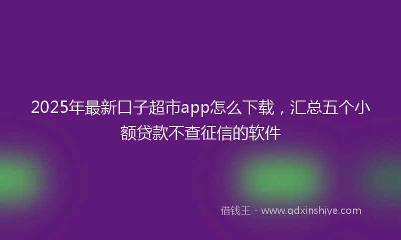 2025年最新口子超市app怎么下载，汇总五个小额贷款不查征信的软件