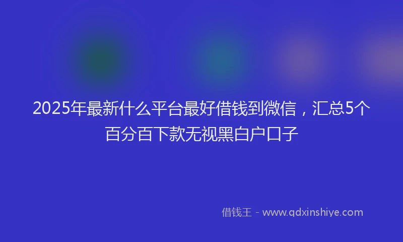2025年最新什么平台最好借钱到微信，汇总5个百分百下款无视黑白户口子