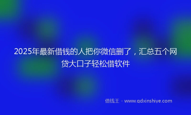 2025年最新借钱的人把你微信删了，汇总五个网贷大口子轻松借软件