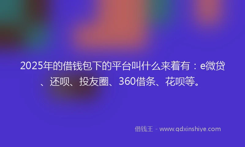 2025年的借钱包下的平台叫什么来着有：e微贷、还呗、投友圈、360借条、花呗等。