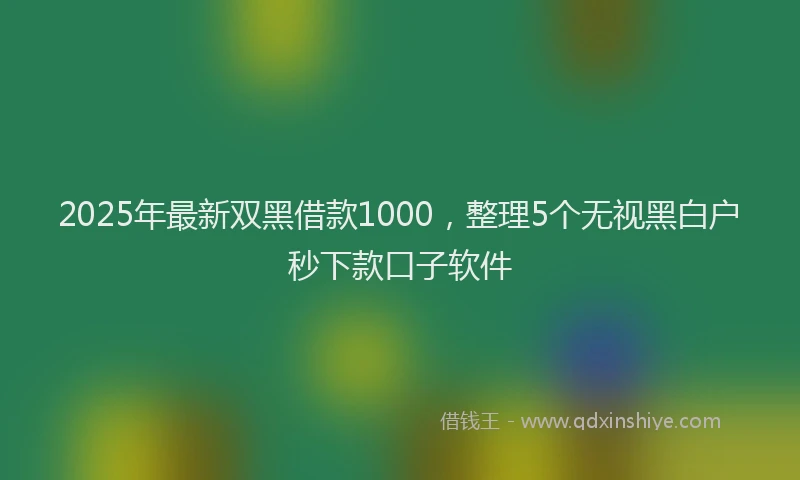 2025年最新双黑借款1000，整理5个无视黑白户秒下款口子软件