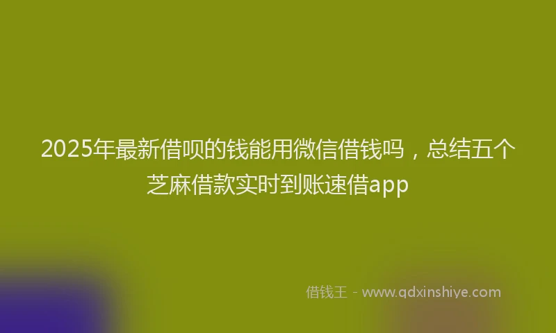 2025年最新借呗的钱能用微信借钱吗，总结五个芝麻借款实时到账速借app