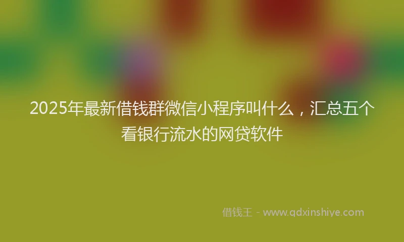 2025年最新借钱群微信小程序叫什么，汇总五个看银行流水的网贷软件