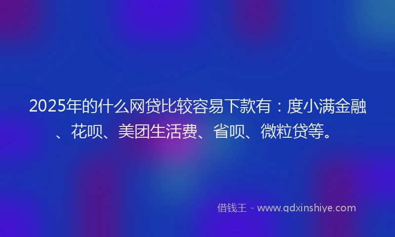 2025年的什么网贷比较容易下款有：度小满金融、花呗、美团生活费、省呗、微粒贷等。