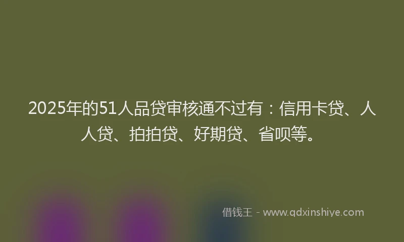 2025年的51人品贷审核通不过有：信用卡贷、人人贷、拍拍贷、好期贷、省呗等。