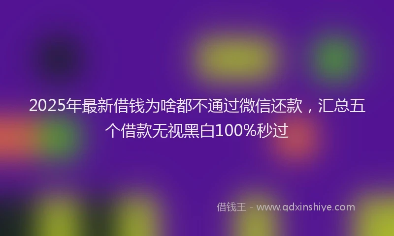 2025年最新借钱为啥都不通过微信还款，汇总五个借款无视黑白100%秒过
