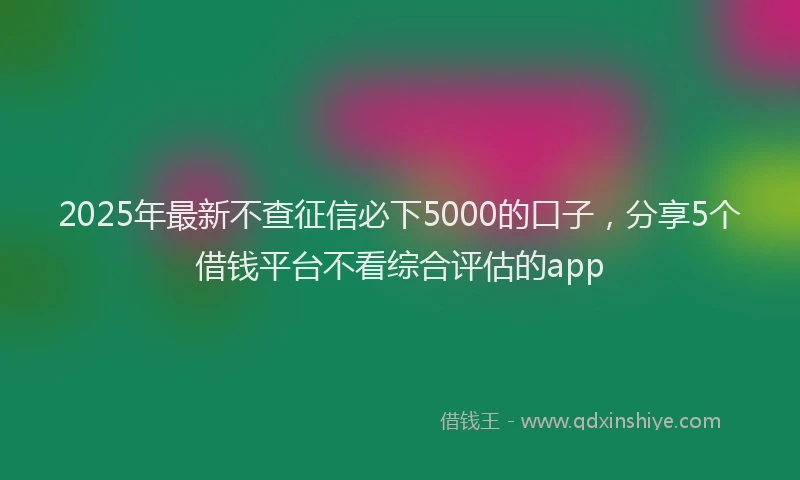 2025年最新不查征信必下5000的口子，分享5个借钱平台不看综合评估的app