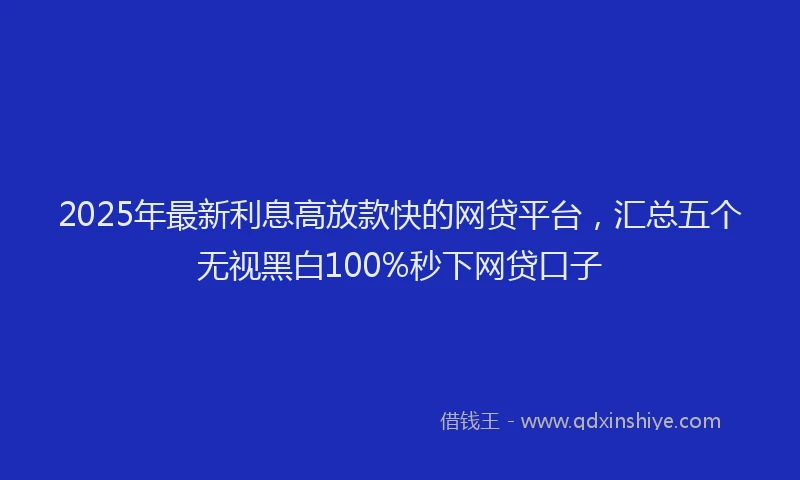 2025年最新利息高放款快的网贷平台，汇总五个无视黑白100%秒下网贷口子
