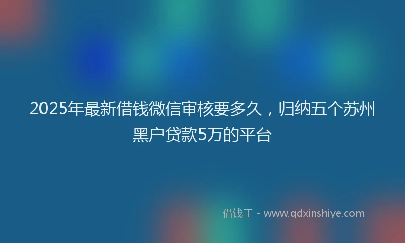 2025年最新借钱微信审核要多久，归纳五个苏州黑户贷款5万的平台