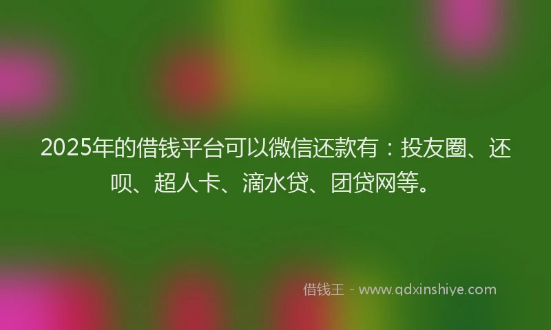 2025年的借钱平台可以微信还款有：投友圈、还呗、超人卡、滴水贷、团贷网等。
