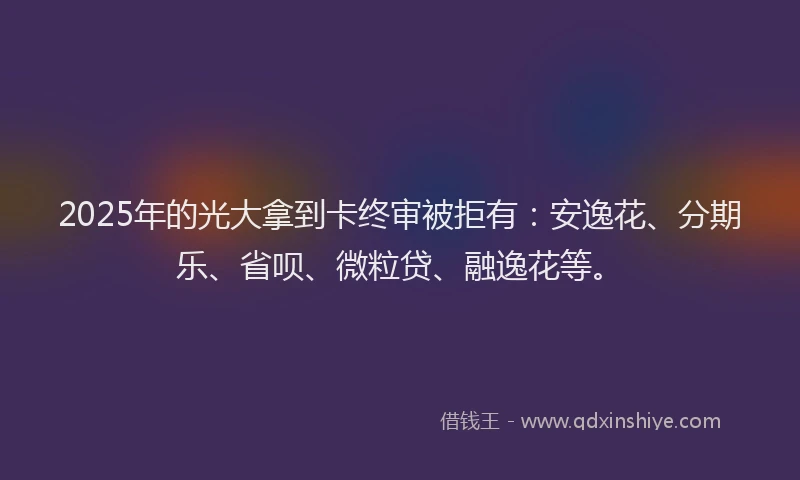 2025年的光大拿到卡终审被拒有：安逸花、分期乐、省呗、微粒贷、融逸花等。