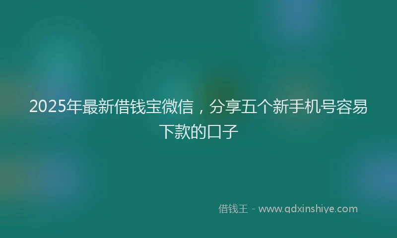 2025年最新借钱宝微信，分享五个新手机号容易下款的口子