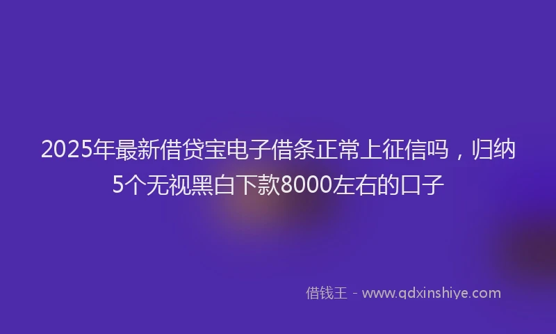2025年最新借贷宝电子借条正常上征信吗，归纳5个无视黑白下款8000左右的口子