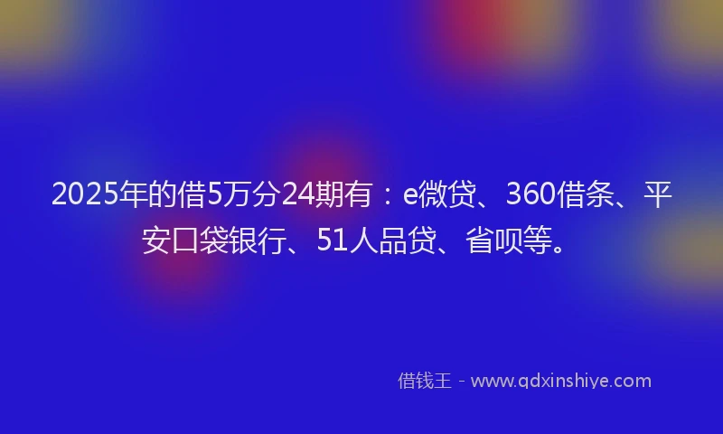 2025年的借5万分24期有：e微贷、360借条、平安口袋银行、51人品贷、省呗等。