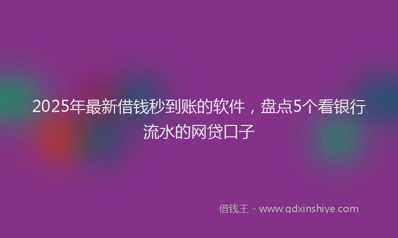 2025年最新借钱秒到账的软件，盘点5个看银行流水的网贷口子