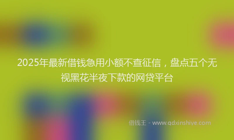 2025年最新借钱急用小额不查征信，盘点五个无视黑花半夜下款的网贷平台