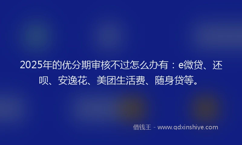 2025年的优分期审核不过怎么办有：e微贷、还呗、安逸花、美团生活费、随身贷等。
