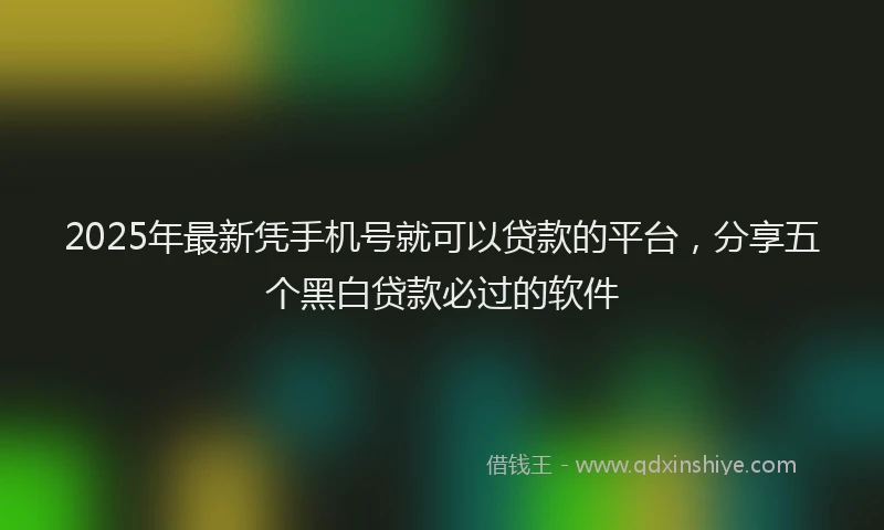 2025年最新凭手机号就可以贷款的平台，分享五个黑白贷款必过的软件